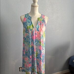 Lilly Pulitzer Pink and Yellow Sleeveless V-Neck Sundress